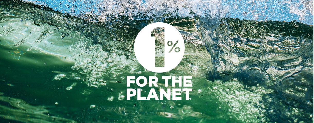 ocean waves with 1% for the Planet logo 