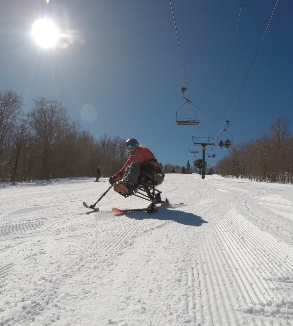 person on adaptive ski 