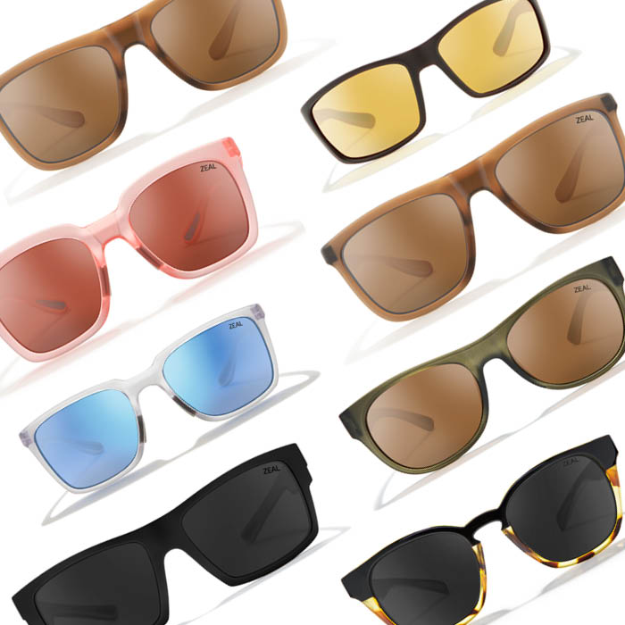 a collage of multiple Zeal sunglasses