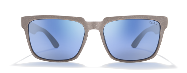 sunglasses with light brown frame and blue lenses